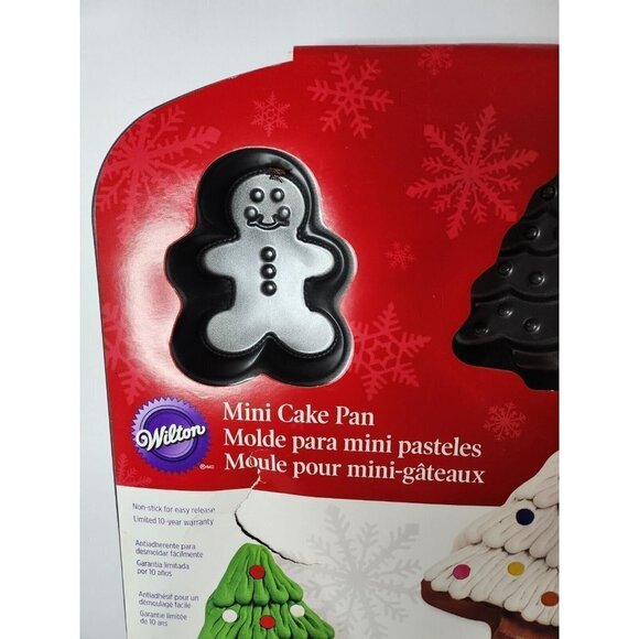 WILTON Gingerbread Man Christmas Tree Non Stick Mini Christmas Cake Pan 6-Cavity - Picture 2 of 8